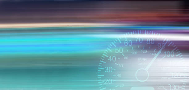 Blurry lights of rushing cars in the night city. Speedometer of automobile. Сoncept of fast driving Blurred motion. Blurry lights of rushing cars in the night city. Speedometer of automobile. Сoncept of fast driving. Blue red lights of moving cars. Long exposure. Bokeh background. Copy space auto racing photos stock pictures, royalty-free photos & images