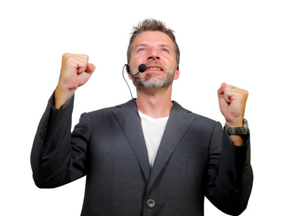istock young attractive and confident successful man with headset speaking at corporate business coaching and training auditorium conference room talking giving motivation training isolated on white 1139608078