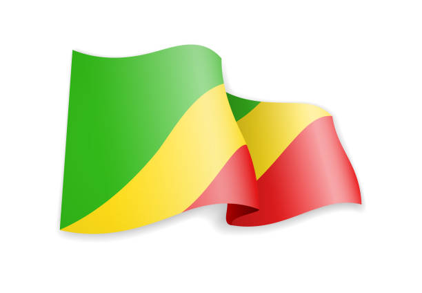 kongo-flagge im wind. flagge auf weißer vektorabbildung - pointe noire stock-grafiken, -clipart, -cartoons und -symbole