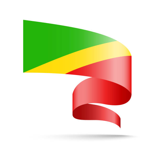 kongo flaga w postaci wstążki fali. - pointe noire stock illustrations