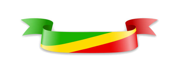 kongo-flagge in form von wellenband. - pointe noire stock-grafiken, -clipart, -cartoons und -symbole