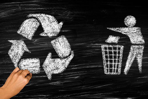 Recycling Symbol on blackboard