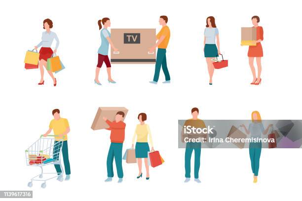 Shopping And Retail Vector Characters Set Stock Illustration - Download ...