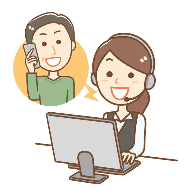 전화 교환원 일러스트 - customer service representative white background support customer stock illustrations