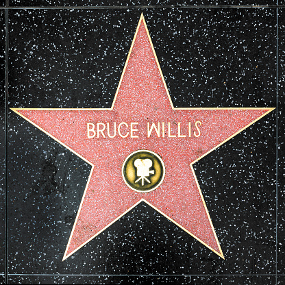 Los Angeles, USA - March 5, 2019: closeup of Star on the Hollywood Walk of Fame for Bruce Willis.