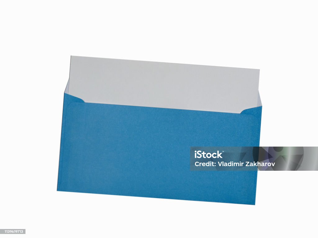 Blue Envelope On A White Background Stock Photo - Download Image Now ...