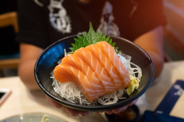 istock Salmond sashimi cut set on japanese style. 1139619835