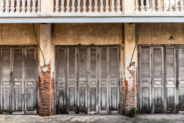 istock Wooden doors of ancient house. 1139620041