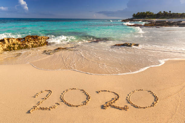 istock Year 2020 at Caribbean Sea beach 1139624638