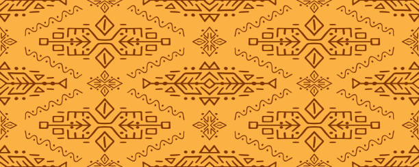 африканский этнический стиль вектор бесшовные шаблон - backgrounds art native american north american tribal culture stock illustrations