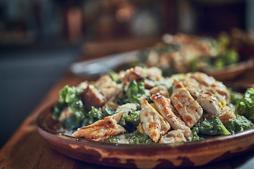 Cesar Salad with Chicken, Lettuce and Parmesan