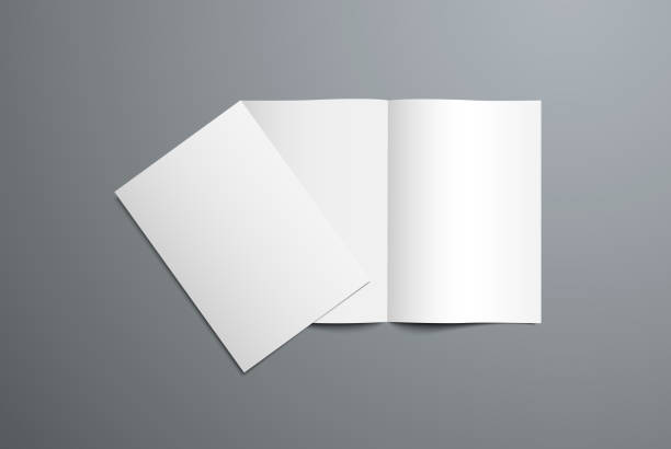 istock Realistic vector mockup of open and closed bi-fold brochure. 1139628794