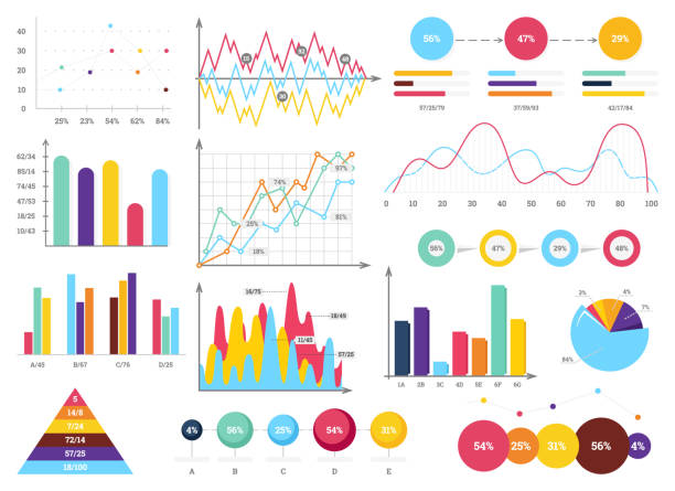 infografie-elements collection-business-vector illustration im flachen design-stil für präsentation, booklet, website etc. große infografiken - computertaste grafiken stock-grafiken, -clipart, -cartoons und -symbole