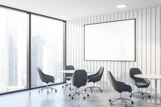 istock White office waiting room corner with poster 1139630865