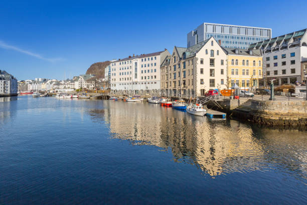 istock Architecture of Alesund town reflected in the water 1139632582