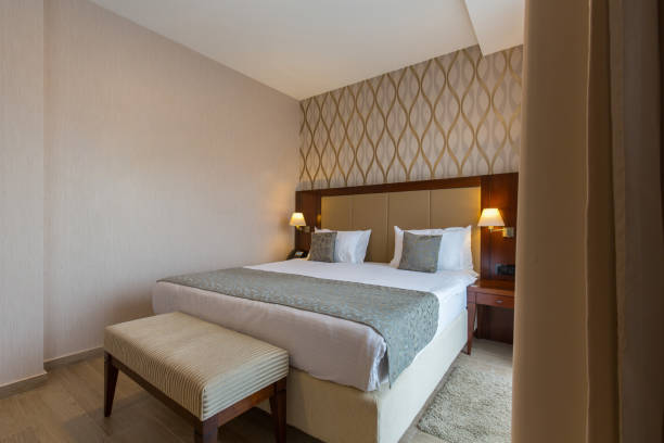 istock Interior of a modern new hotel bedroom 1139632749