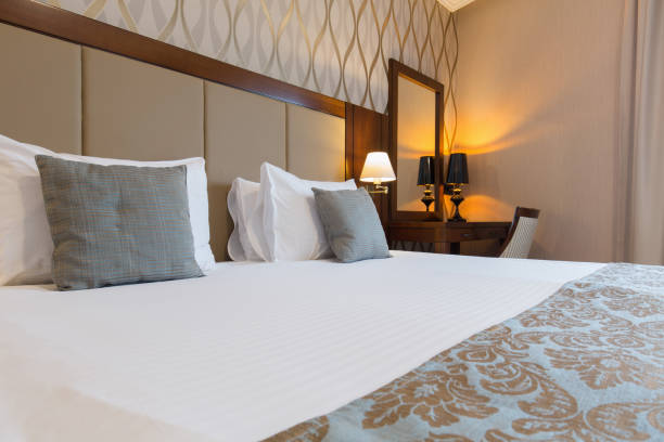 istock Interior of a modern new hotel bedroom 1139633103