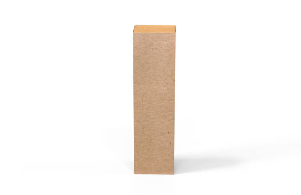 istock Tall corrugated cardboard shipping box, mock up template box on isolated white background, 3d illustration 1139633389