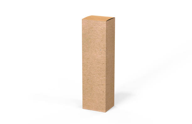 istock Tall corrugated cardboard shipping box, mock up template box on isolated white background, 3d illustration 1139633539