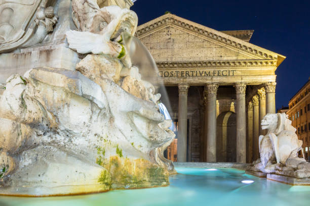 fontanna w świątyni panteonu w rzymie - ancient rome rome fountain pantheon rome zdjęcia i obrazy z banku zdjęć