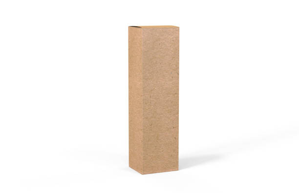 istock Tall corrugated cardboard shipping box, mock up template box on isolated white background, 3d illustration 1139633621