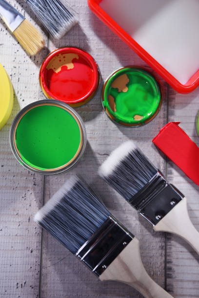 istock Paintbrushes of different size and paint can 1139635351