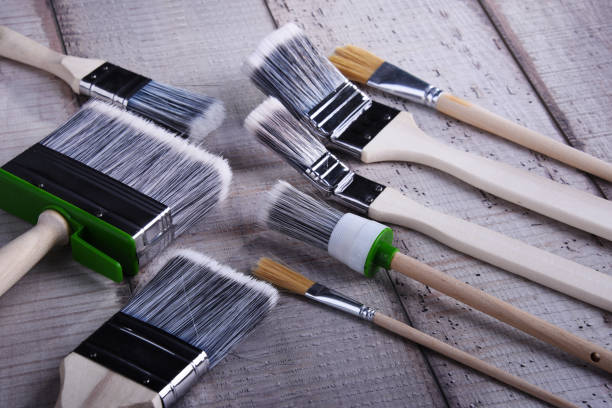 istock Different kinds of paintbrushes for home decorating purposes 1139635441