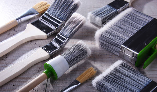 istock Different kinds of paintbrushes for home decorating purposes 1139635488