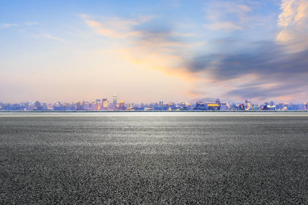 istock Empty asphalt road and city skyline in hangzhou 1139636245