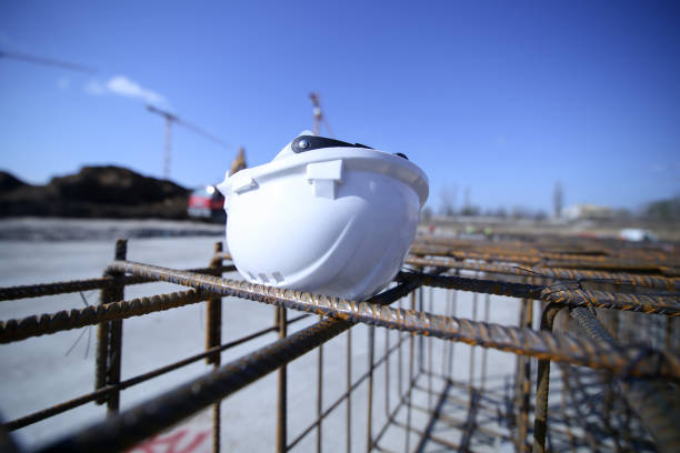istock Construction worker helmet on top of a reinforcing iron 1139639779