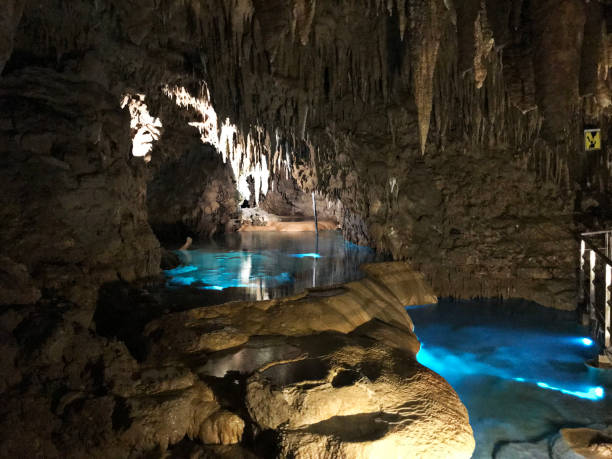 Okinawa, Japan - March 21, 2018: Gyokusendo Cave the second biggest cave system in Japan. It formed over 300,000 years, total length is about 5 km but just less than 1 km is open to the public.