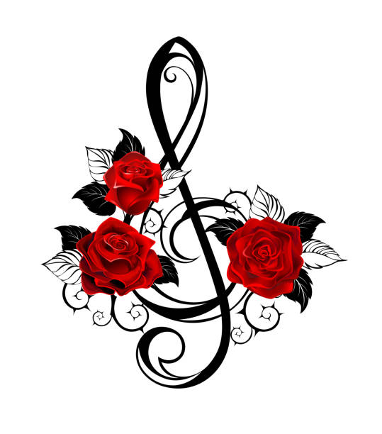 Silhouette Of The Red And Black Rose Tattoos Illustrations, Royalty-Free  Vector Graphics & Clip Art - iStock