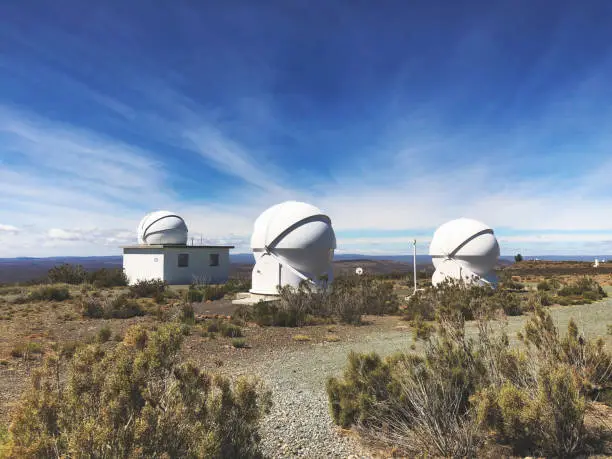 Observatory Astronomy Telescopes out in the open near Sutherland South Africa