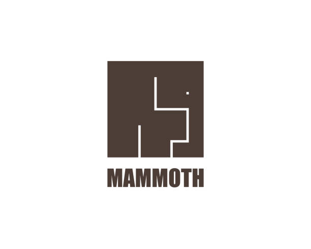 ilustraciones, imágenes clip art, dibujos animados e iconos de stock de plantilla de logotipo de mammoth. diseño plano moderno del cubo. - tusk