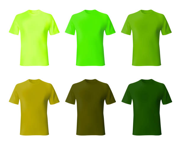 Shirt Design Template Set Men T Shirt Green Khaki Color Realistic Mockup  Shirts Model Male Fashion Stock Illustration - Download Image Now - Istock