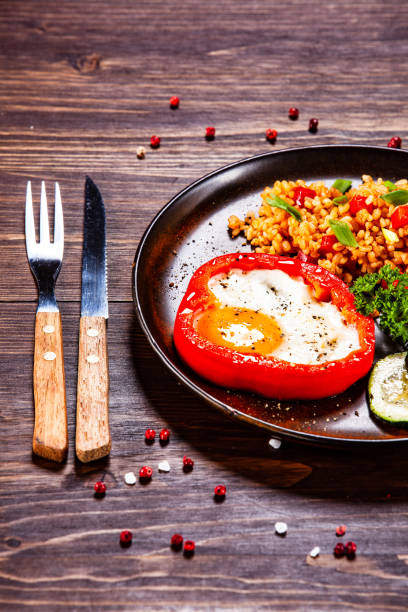 istock Grilled steaks with groats and vegetables 1139648704