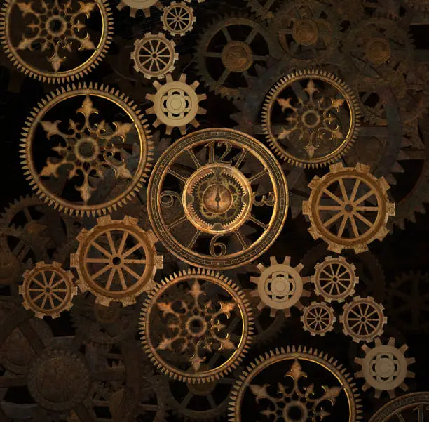 Backdrop with intricate gears and cogs texture – 3D illustration