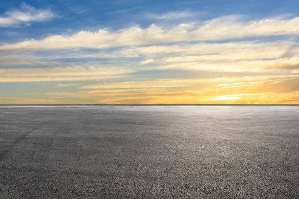 istock Asphalt race track ground and beautiful sky clouds at sunset 1139651217