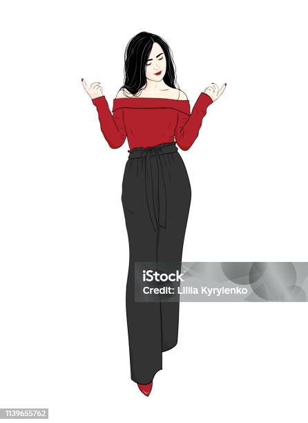 Beautiful Woman In Business Clothes Sucessful Businesswoman Stock Illustration - Download Image Now