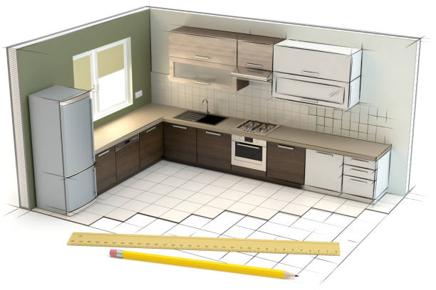 istock Project of the kitchen, 3D illustration 1139659628