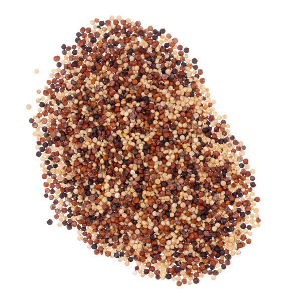 istock Black, red and white aka rainbow quinoa isolated on white. Overhead view. 1139659788