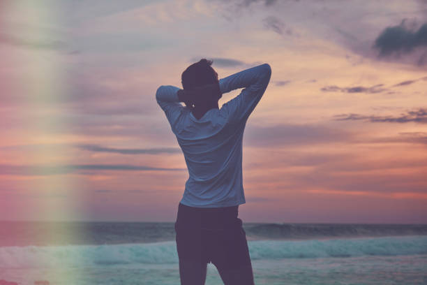 Man enjoying on the beach.