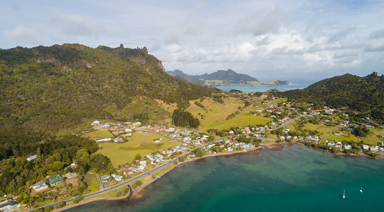 Panoramic view of Whangarei Heads overlooking at Mt Manaia.