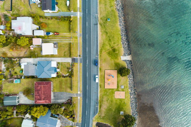 istock Top looking down at houses along the beach. 1139666158