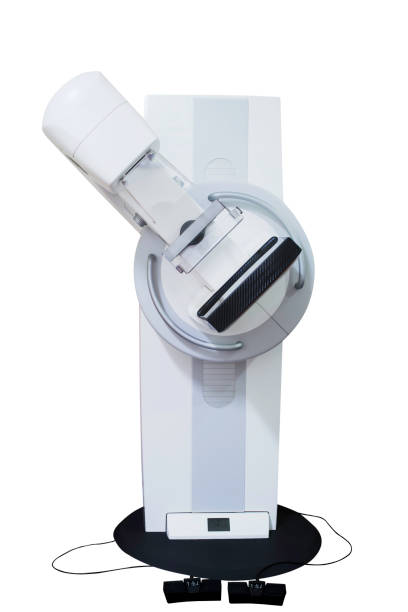 istock Mammography machine or mammogram for breast cancer screening device hold rotation 45 degree isolated on white background in hospital. clipping path. 1139667314