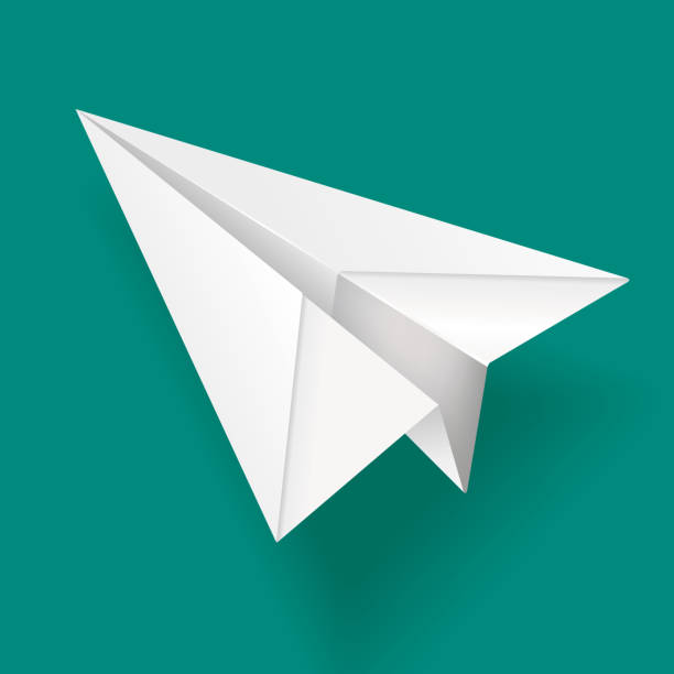 elegantes weißpaper-flugzeug - origami action vector design stock-grafiken, -clipart, -cartoons und -symbole