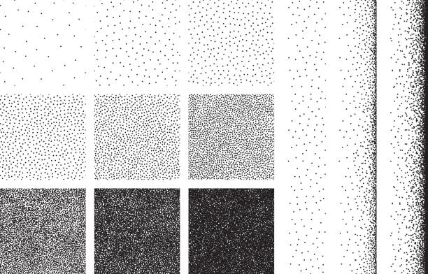 Set of half tone dot background, seamless pattern Hand made stipple effect. Vector illustration isolated on white pointillism stock illustrations