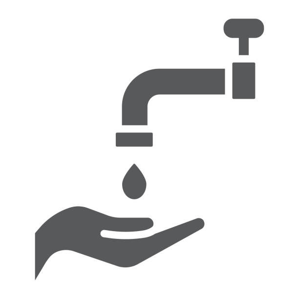 illustrazioni stock, clip art, cartoni animati e icone di tendenza di icona islamica del glifo wudu, arabo e preghiera, segno di lavaggio a mano, grafica vettoriale, un motivo solido su sfondo bianco. - istanbul people faucet turkey