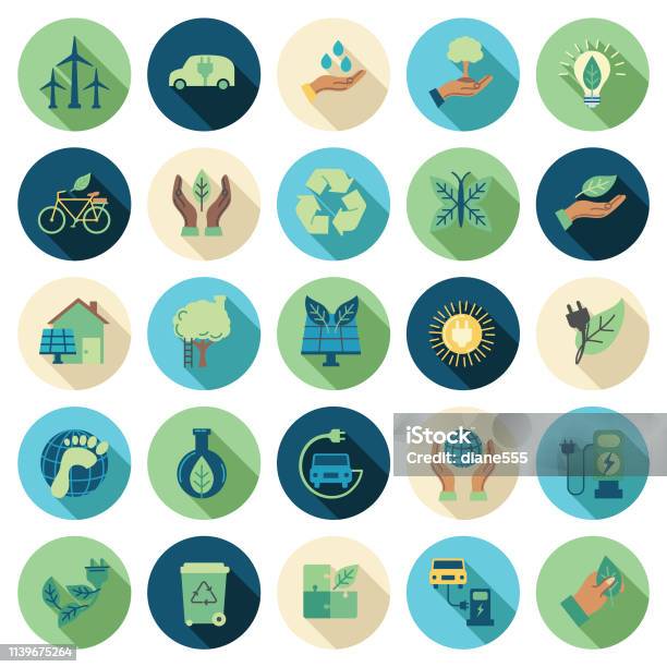 Environment Thin Line Icon Set Stock Illustration - Download Image Now - Icon Symbol, Environment, Environmental Conservation