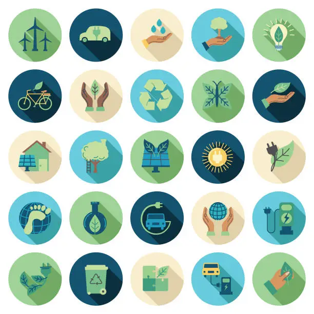 Vector illustration of Environment Thin Line Icon Set